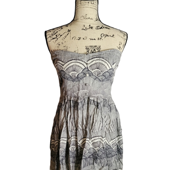 O'Neill Black white grey strapless mini summer dress 7 medium pacsun - Picture 2 of 9